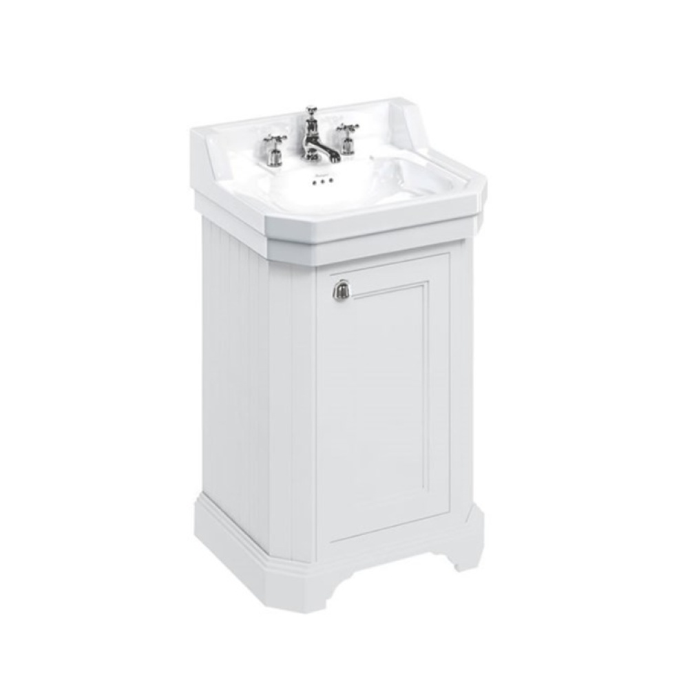 Product Cut out image of the Burlington Edwardian 560mm Basin & Matt White Freestanding Vanity Unit